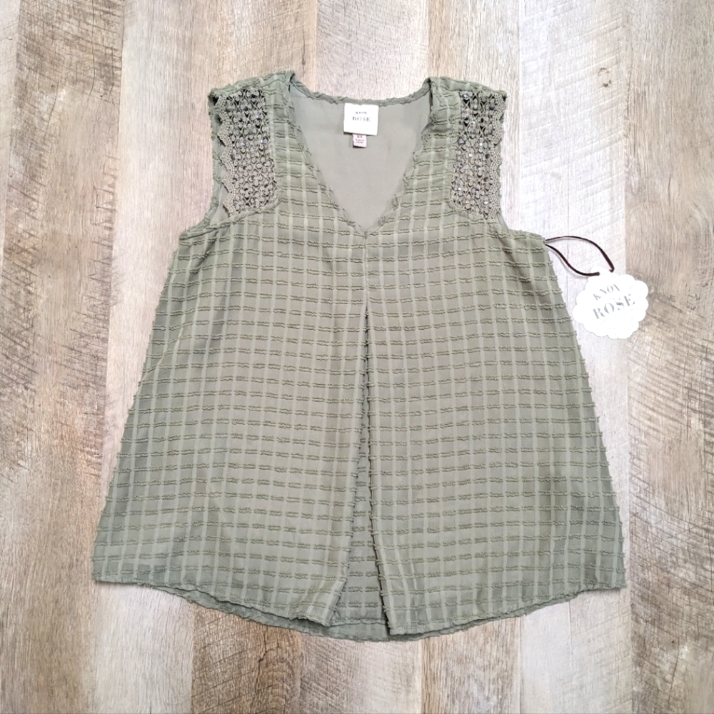 Knox Rose Olive Green Sleeveless Swing Top Size XS New With Tags